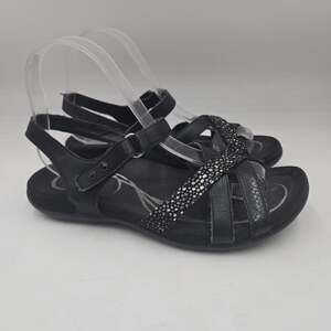 Abeo Women B.I.O.system Sandals 6.5 Black Strappy Metallic Comfort Orthotic Chic